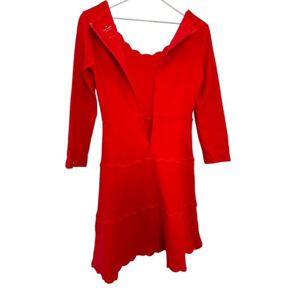 Kate Spade Red Scallop Ponte Fit & Flare Dress Size 0 - Picture 4 of 9